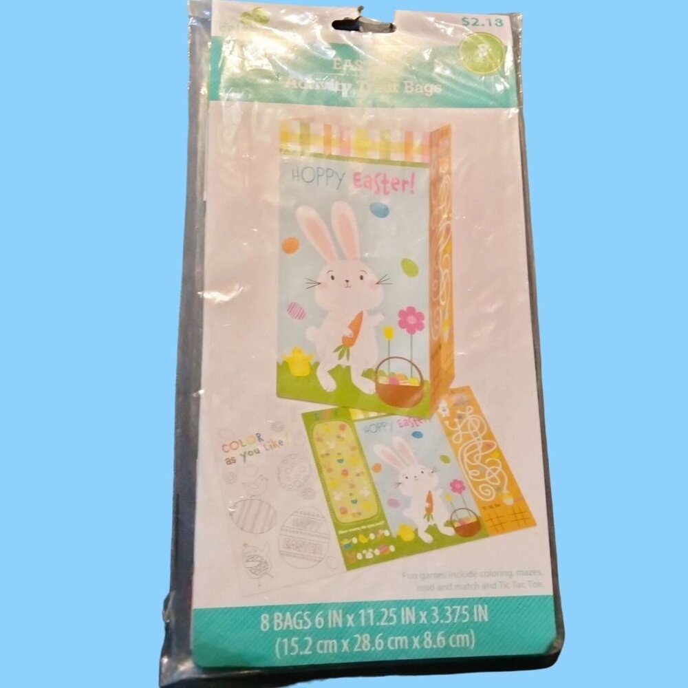Hoppy Easter Activity Treat Bags Bunnies Rabbit Cookie 8 Pack